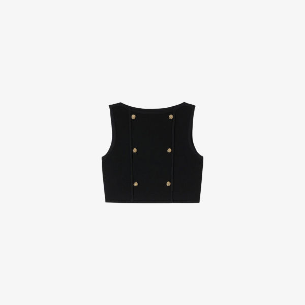 Топ укороченный Sandro с декоративными пуговицами, черный
Топ укороченный Sandro с декоративными пуговицами, черный