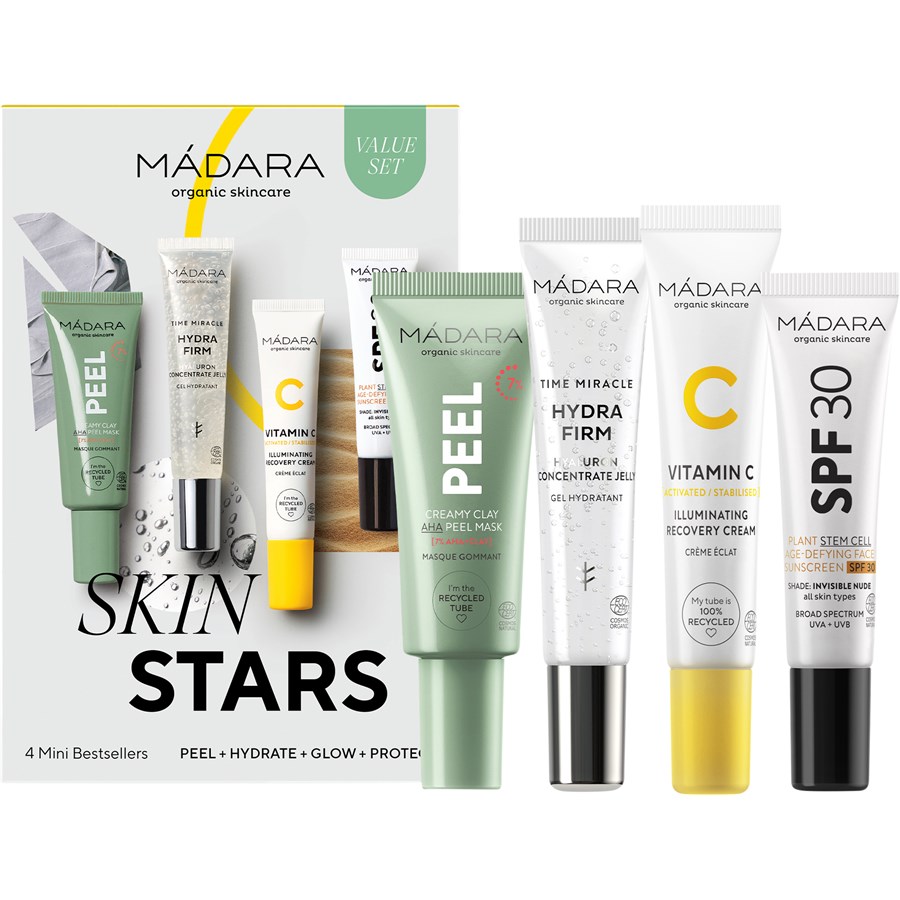 Маска для лица MÁDARA Geschenkset, Light Peel Creamy Clay AHA Peel Mask 17 ml + Hydra Firm Hyaluron Concentrate Jelly 15 ml + Vitamin C Illuminating Recovery Cream 15 ml + SPF30 Sunscreen 10 ml / 57 ml
Маска для лица MÁDARA Geschenkset, Light Peel Creamy Clay AHA Peel Mask 17 ml + Hydra Firm Hyaluron Concentrate Jelly 15 ml + Vitamin C Illuminating Recovery Cream 15 ml + SPF30 Sunscreen 10 ml / 57 ml