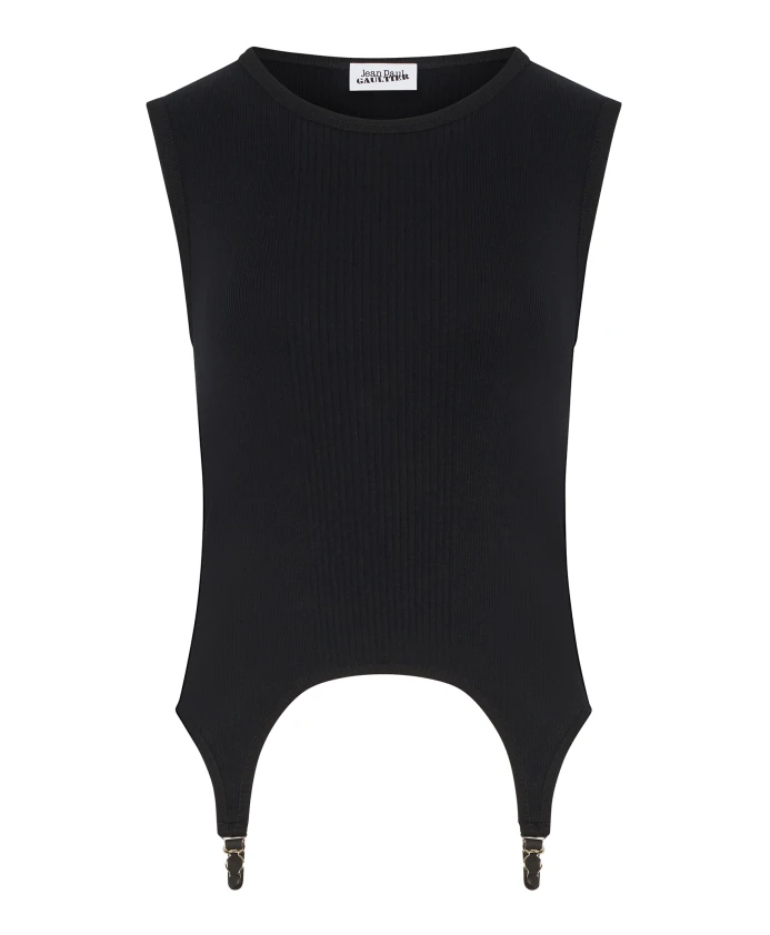 Черный трикотажный топ без рукавов в рубчик Jean Paul Gaultier, черный
Черный трикотажный топ без рукавов в рубчик Jean Paul Gaultier, черный