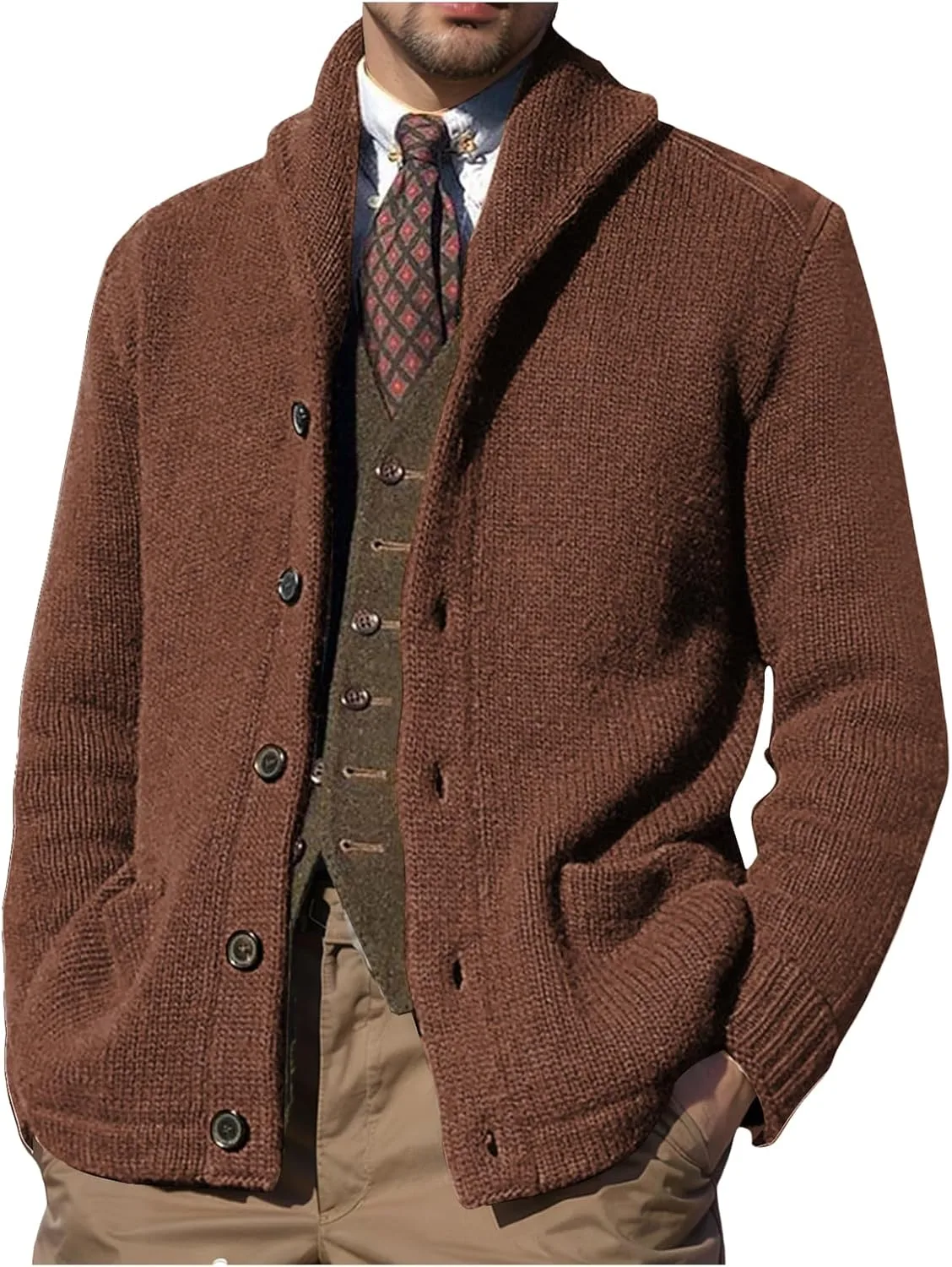 Мужской кардиган с пуговицами и карманами Thatrich
Мужской кардиган с пуговицами и карманами Thatrich