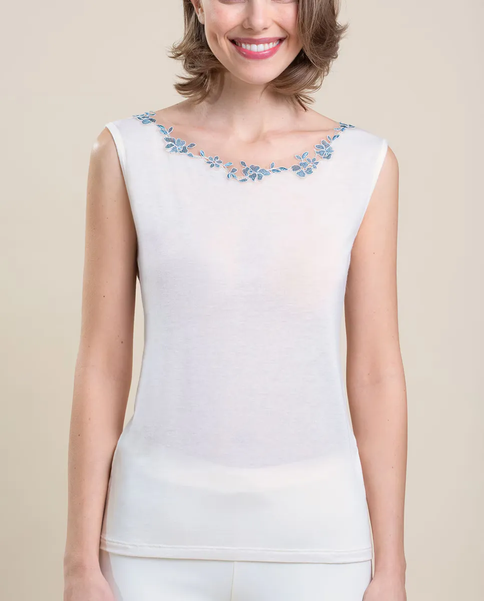 Женская безрукавная нижняя майка с вышитым тюлем Vittoria B. Intimo, белый
Женская безрукавная нижняя майка с вышитым тюлем Vittoria B. Intimo, белый