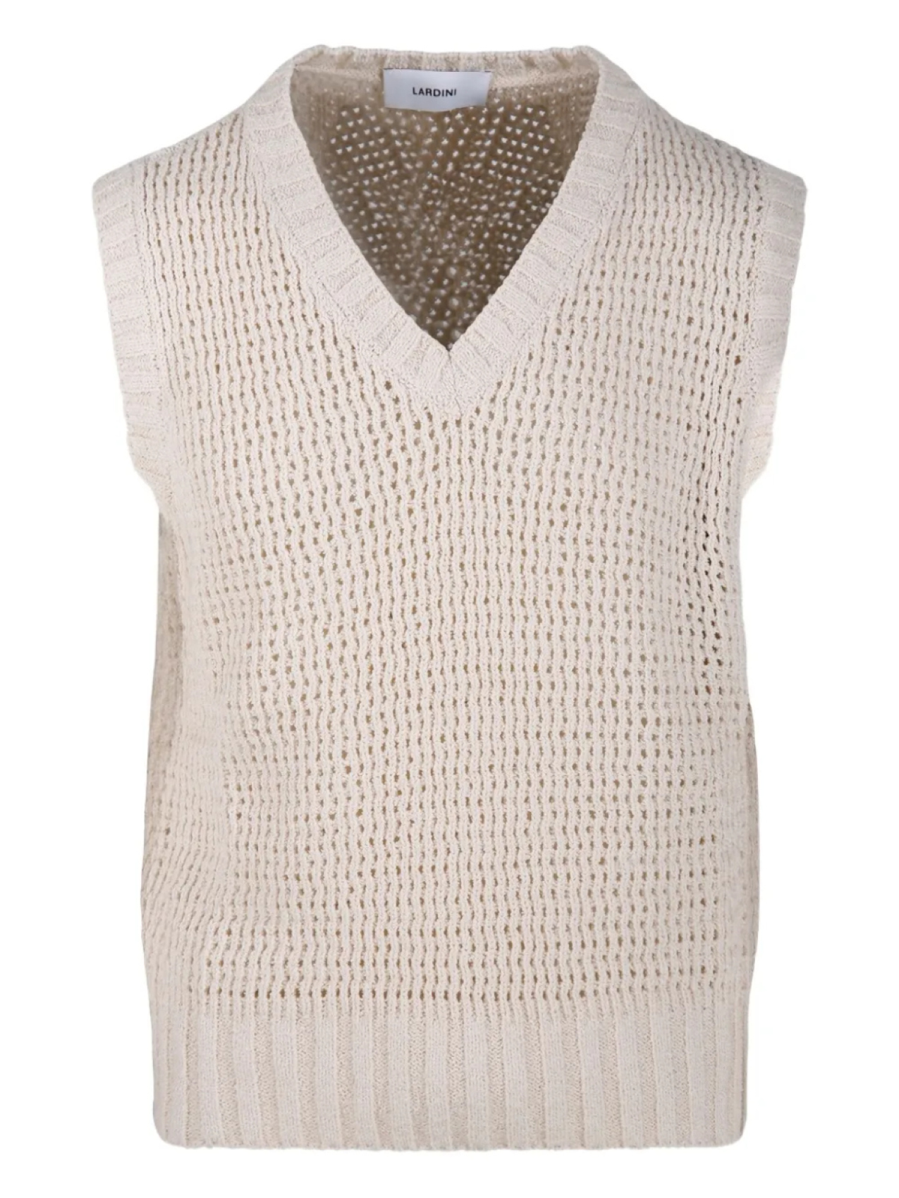 Свитер ажурной вязки Lardini с V-образным вырезом, нейтральный
Свитер ажурной вязки Lardini с V-образным вырезом, нейтральный