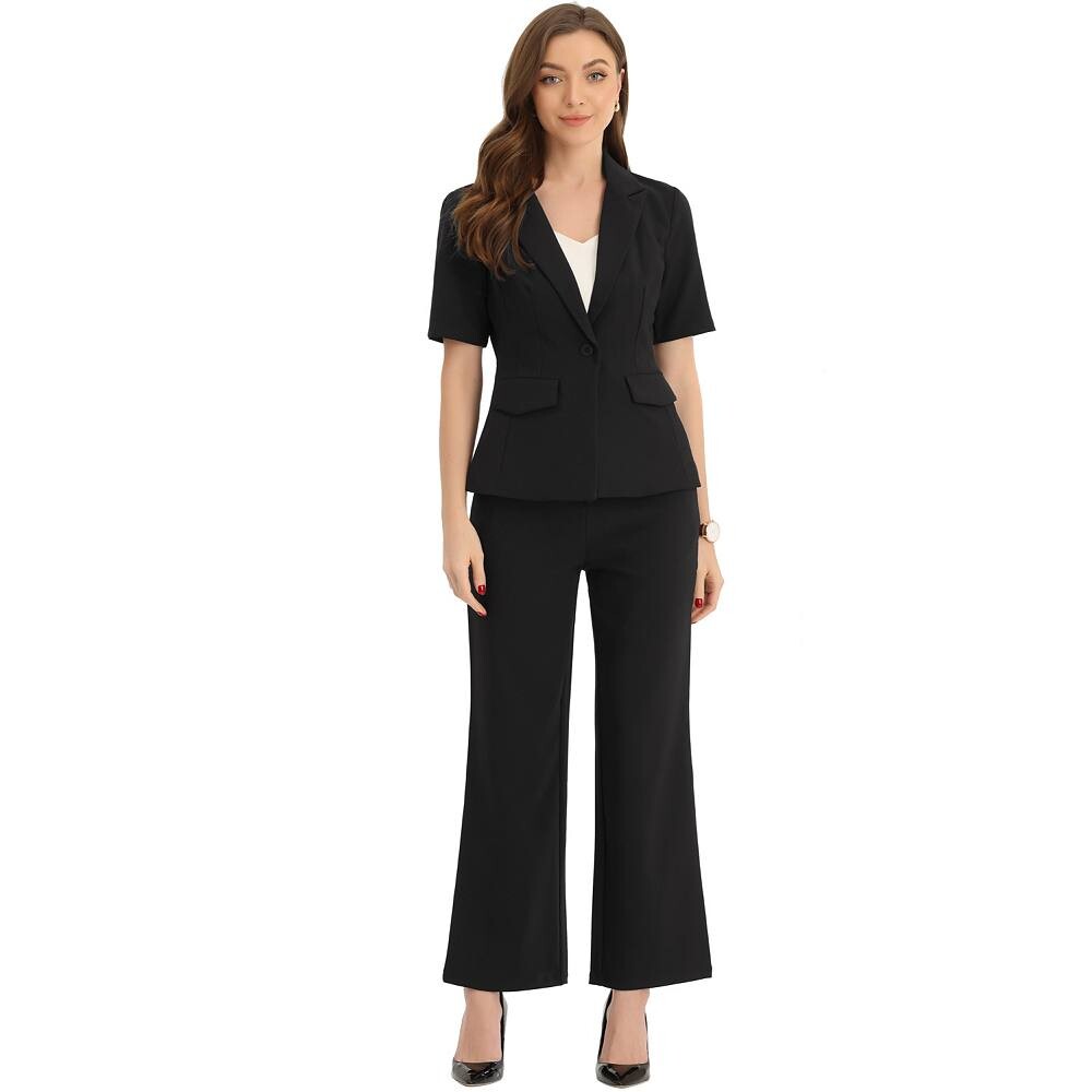 Женский комплект из 2 предметов, деловой офисный костюм, комплект с одной пуговицей, пиджак с коротким рукавом и костюмные брюки ALLEGRA K, черный
Женский комплект из 2 предметов, деловой офисный костюм, комплект с одной пуговицей, пиджак с коротким рукавом и костюмные брюки ALLEGRA K, черный