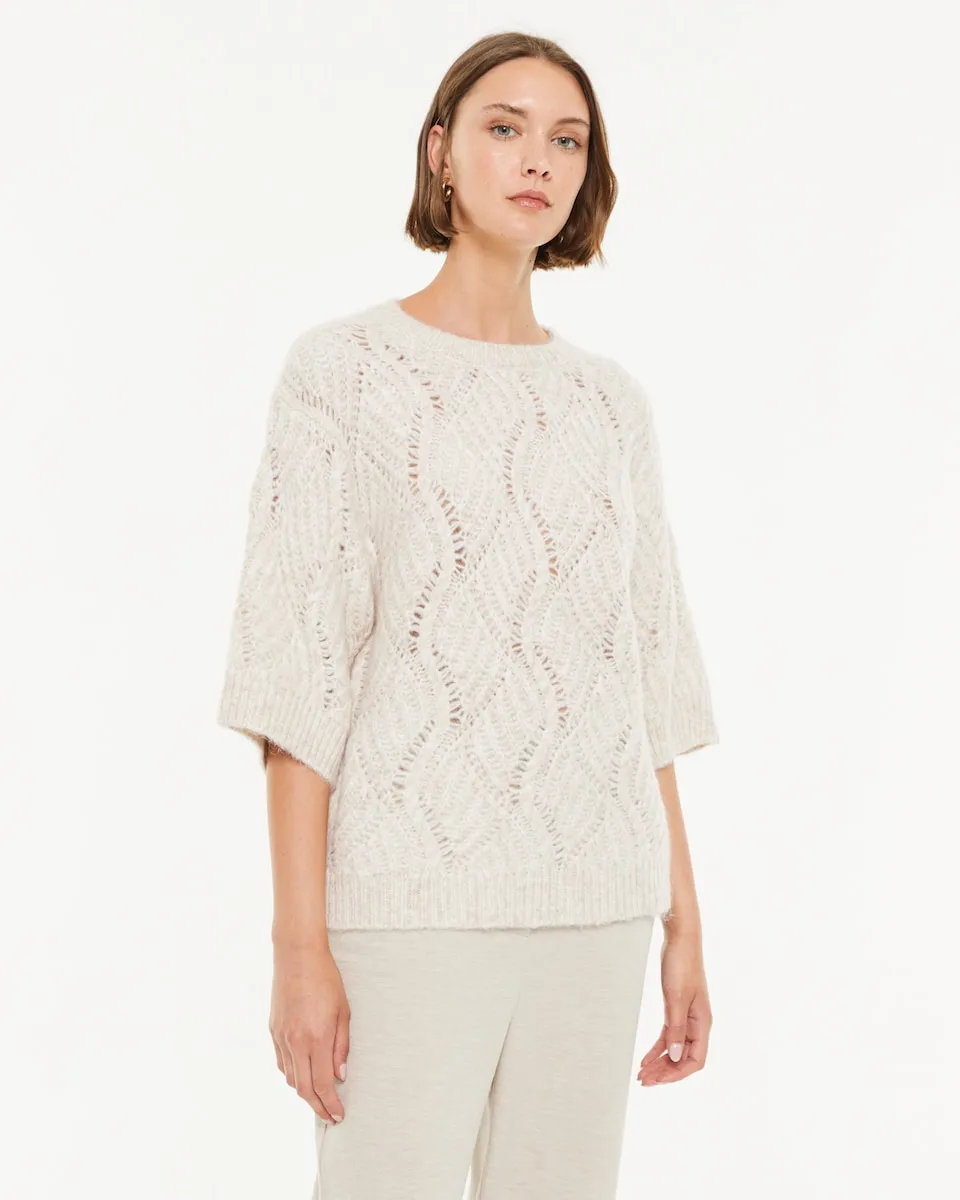 Женский джемпер с узорчатой вязкой, круглый вырез, рукав до локтя Paz Torras, бежевый
Женский джемпер с узорчатой вязкой, круглый вырез, рукав до локтя Paz Torras, бежевый