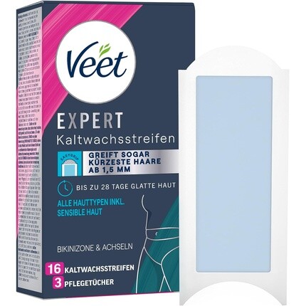 Veet Expert Cold Wax Strips for Bikini Zone and Underarms - Восковые полоски для депиляции для всех типов кожи, включая чувствительную.
Veet Expert Cold Wax Strips for Bikini Zone and Underarms - Восковые полоски для депиляции для всех типов кожи, включая чувствительную.
