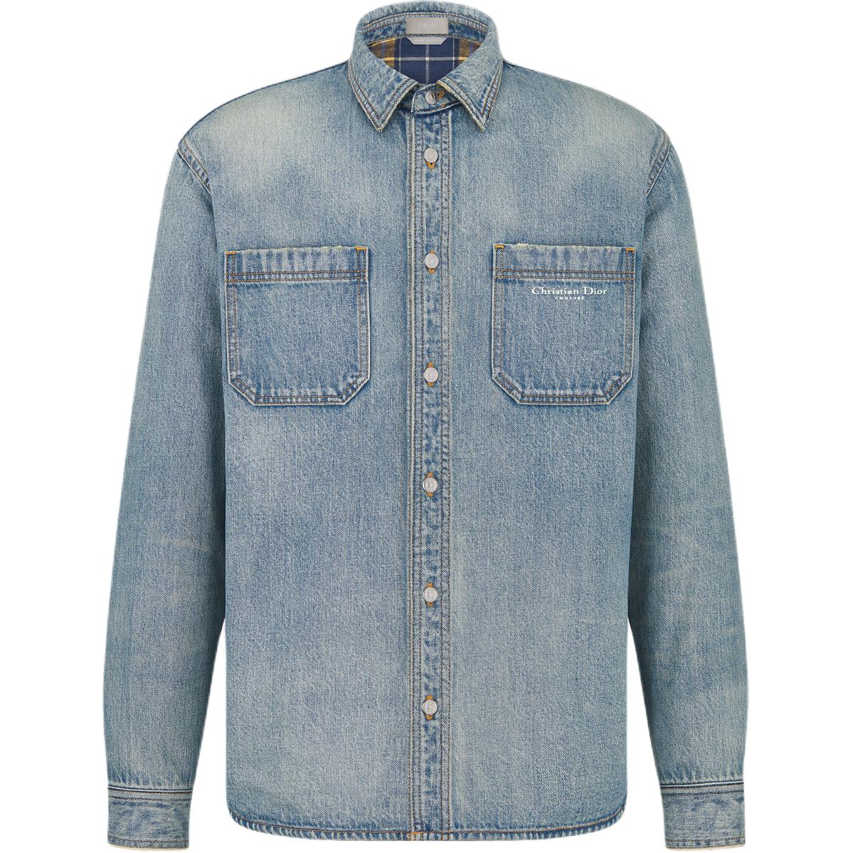 Джиновая рубашка с длинным рукавом и воротником DIOR, синяя
Джиновая рубашка с длинным рукавом и воротником DIOR, синяя