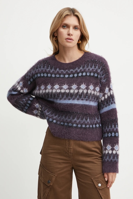 Свитер с добавлением шерсти Boss Orange, фиолетовый 
Свитер с добавлением шерсти Boss Orange, фиолетовый