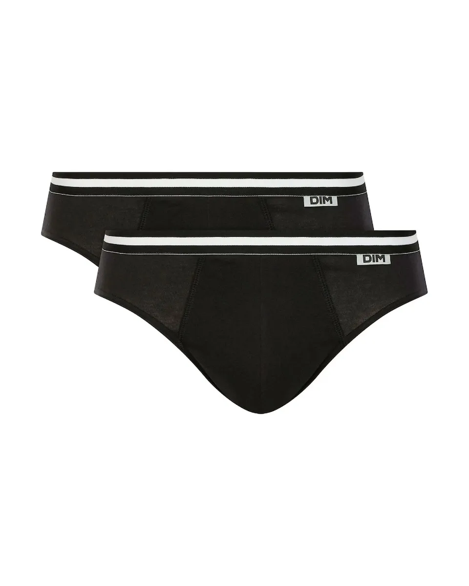 Упаковка из 2 эластичных хлопковых трусов с дизайнерским поясом Dim, черный 
Упаковка из 2 эластичных хлопковых трусов с дизайнерским поясом Dim, черный