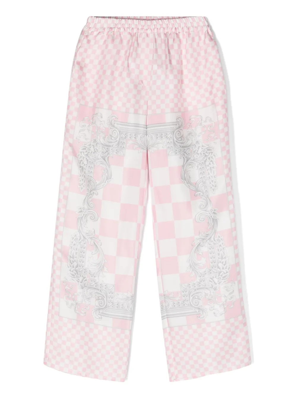 Шелковые брюки с принтом Barocco Versace Kids, розовый
Шелковые брюки с принтом Barocco Versace Kids, розовый