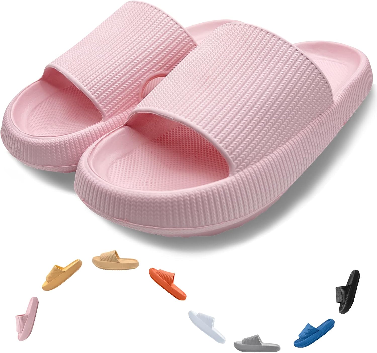 Тапочки-подушки AOKADUTE для женщин и мужчин, с толстой подошвой, для дома и улицы, массажные, EVA, противоскользящие, быстросохнущие, с открытым носком, для спа, ванны и бассейна, розовый
Тапочки-подушки AOKADUTE для женщин и мужчин, с толстой подошвой, для дома и улицы, массажные, EVA, противоскользящие, быстросохнущие, с открытым носком, для спа, ванны и бассейна, розовый