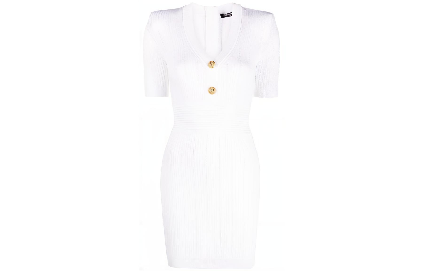 Женское белое платье с короткими рукавами BALMAIN
Женское белое платье с короткими рукавами BALMAIN