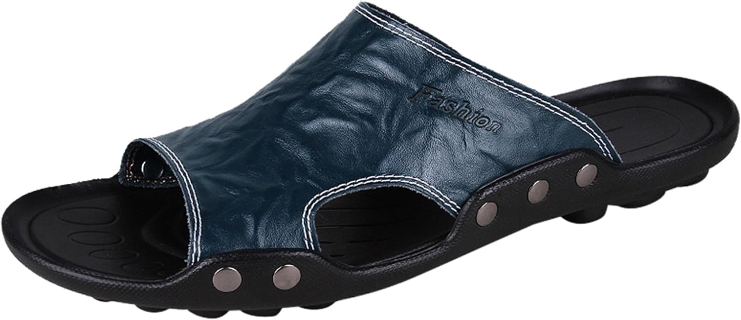 Мужские кожаные шлепанцы сандалии, комфортные, легко надеваются, пляжные, летние, нескользящие, на плоской подошве, повседневная обувь Santimon, синий
Мужские кожаные шлепанцы сандалии, комфортные, легко надеваются, пляжные, летние, нескользящие, на плоской подошве, повседневная обувь Santimon, синий