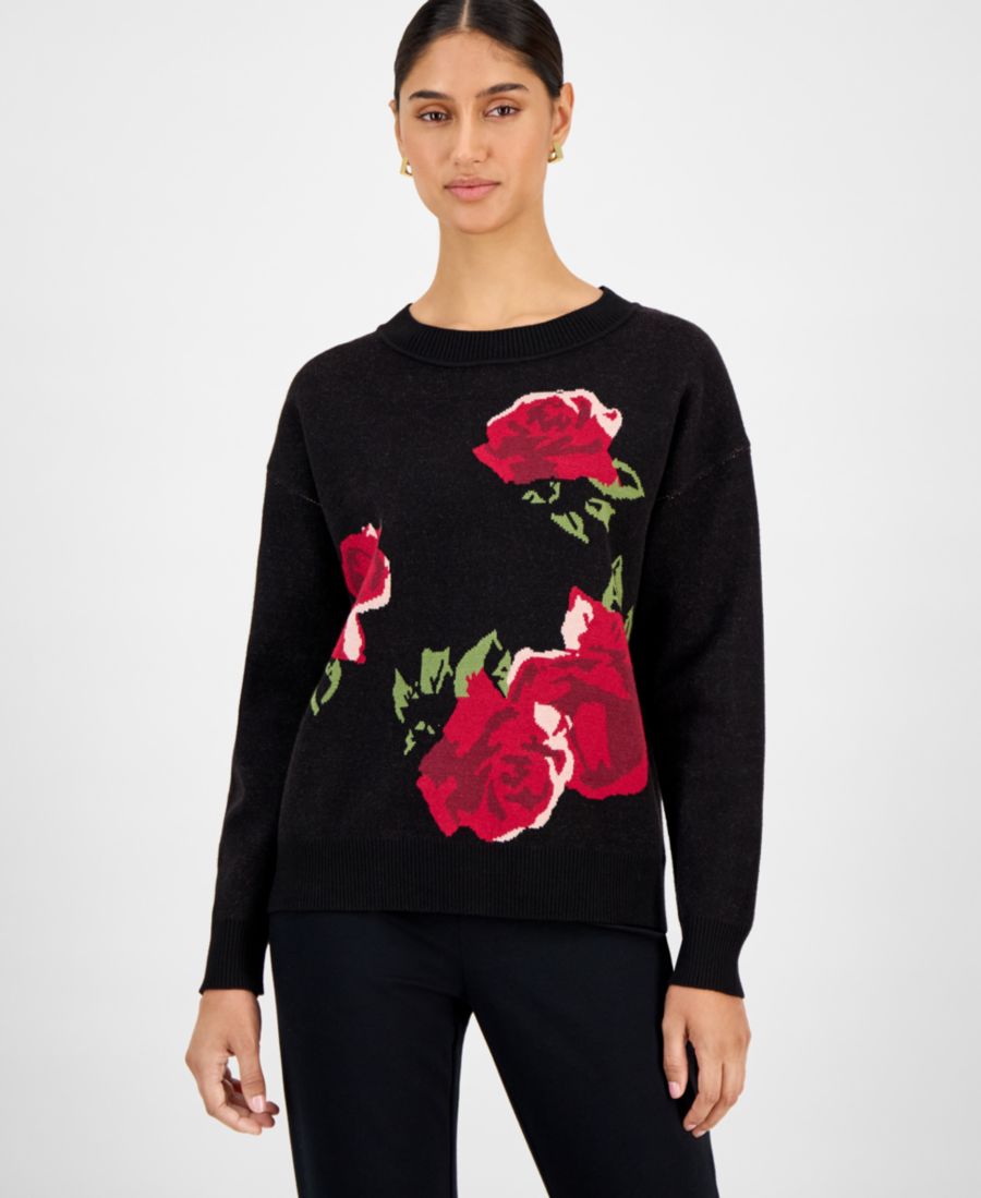 Женский свитер с круглым вырезом и принтом в виде роз T Tahari, Black W Rose
Женский свитер с круглым вырезом и принтом в виде роз T Tahari, Black W Rose