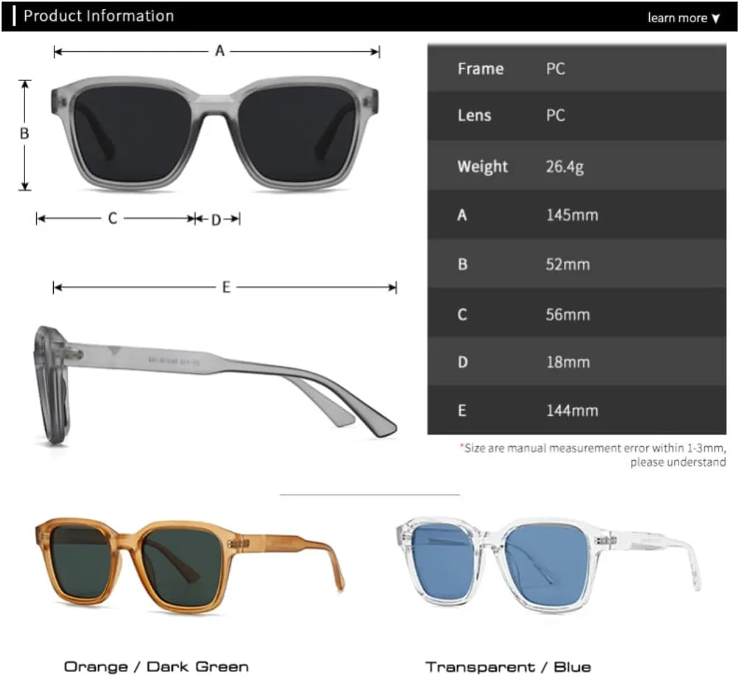 Модные квадратные солнцезащитные очки для женщин, защита от УФ-излучения UV400, ретро-очки для мужчин, трендовые солнцезащитные очки TVTBBVV, Champagne Tea
Модные квадратные солнцезащитные очки для женщин, защита от УФ-излучения UV400, ретро-очки для мужчин, трендовые солнцезащитные очки TVTBBVV, Champagne Tea