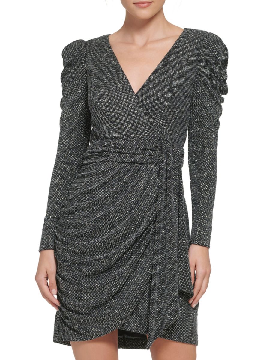 Мини-платье-футляр с блестками и сборками Eliza J, серебряный
Мини-платье-футляр с блестками и сборками Eliza J, серебряный