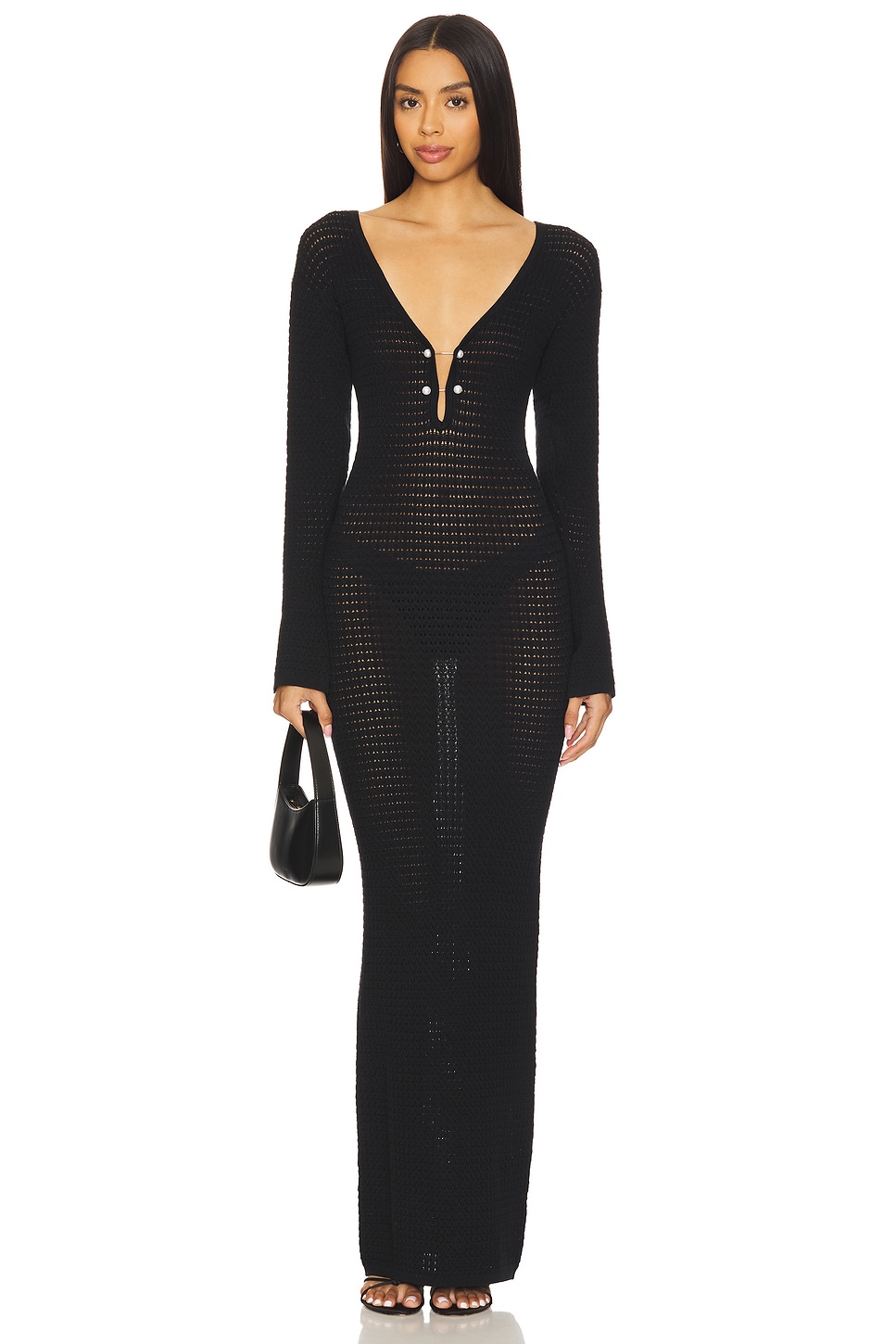 Платье макси из крючка с перламутровыми деталями La Porte, black
Платье макси из крючка с перламутровыми деталями La Porte, black