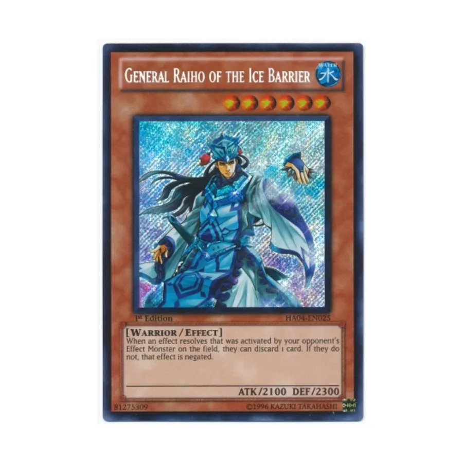 CCG Генерал Райхо из Ледяного барьера (секретно, редко), Yu-Gi-Oh - Hidden Arsenal 4 - Singles 
CCG Генерал Райхо из Ледяного барьера (секретно, редко), Yu-Gi-Oh - Hidden Arsenal 4 - Singles