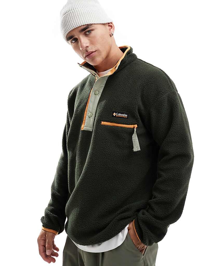 Зеленый флисовый свитер Columbia Helvetia II с короткой планкой на кнопках
Зеленый флисовый свитер Columbia Helvetia II с короткой планкой на кнопках