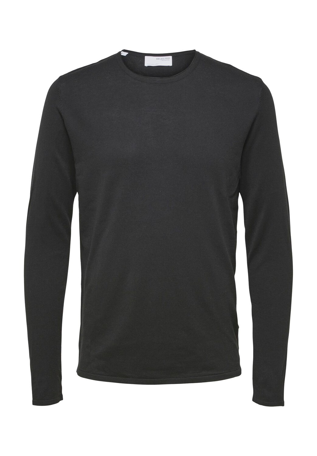 Вязаный мужской свитер с круглым вырезом SELECTED, черный 
Вязаный мужской свитер с круглым вырезом SELECTED, черный