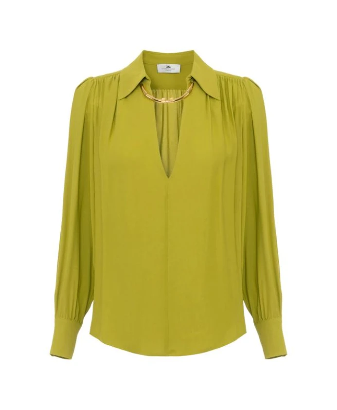 Блузка из жоржета с декоративными деталями. Elisabetta Franchi, зеленый
Блузка из жоржета с декоративными деталями. Elisabetta Franchi, зеленый
