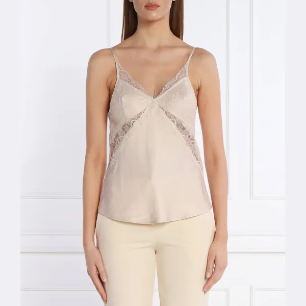 Атласный топ обычного кроя Patrizia Pepe, бежевый 
Атласный топ обычного кроя Patrizia Pepe, бежевый