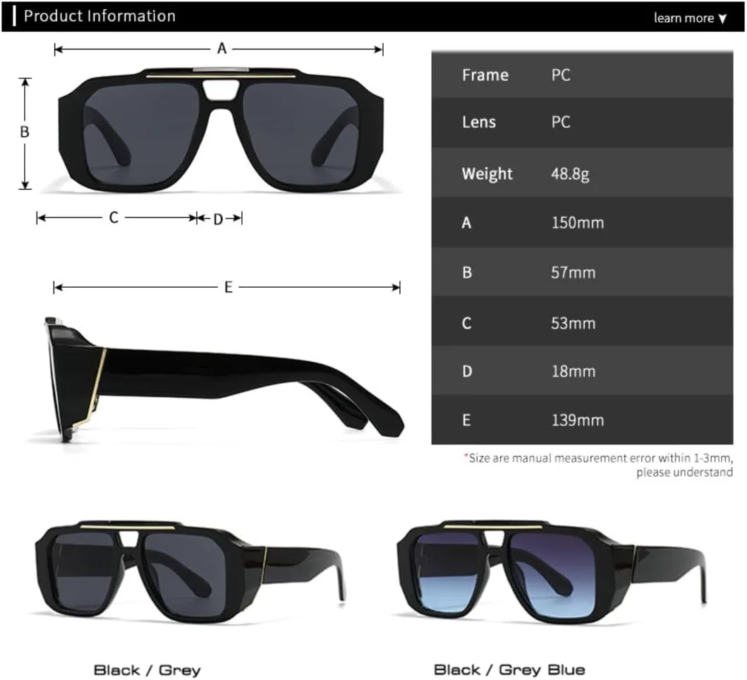 Винтажные солнцезащитные очки с двойной перемычкой, квадратной формы, женские, модные градиентные, защита от УФ-излучения UV400, мужские TVTBBVV, Black Grey Blue
Винтажные солнцезащитные очки с двойной перемычкой, квадратной формы, женские, модные градиентные, защита от УФ-излучения UV400, мужские TVTBBVV, Black Grey Blue