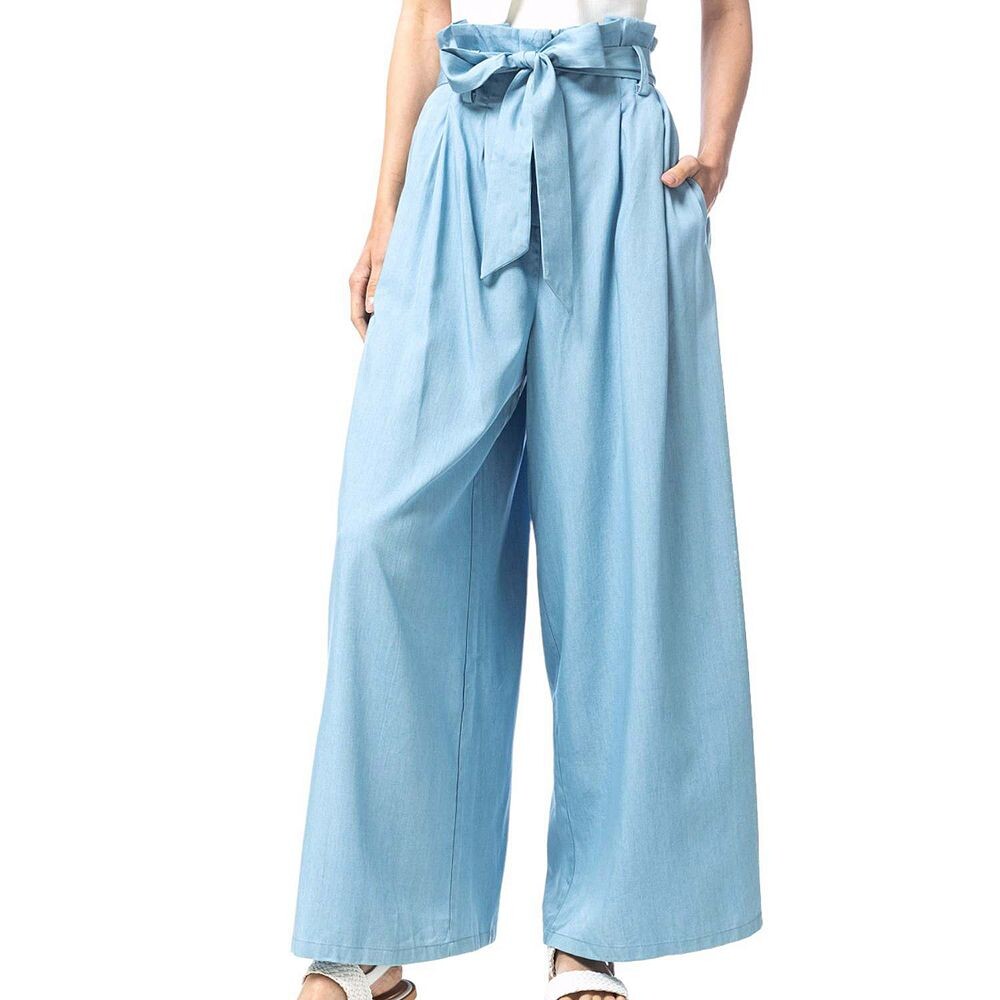 Женские широкие джинсы палаццо с галстуком из шамбре Anna-Kaci, цвет Light Denim
Женские широкие джинсы палаццо с галстуком из шамбре Anna-Kaci, цвет Light Denim