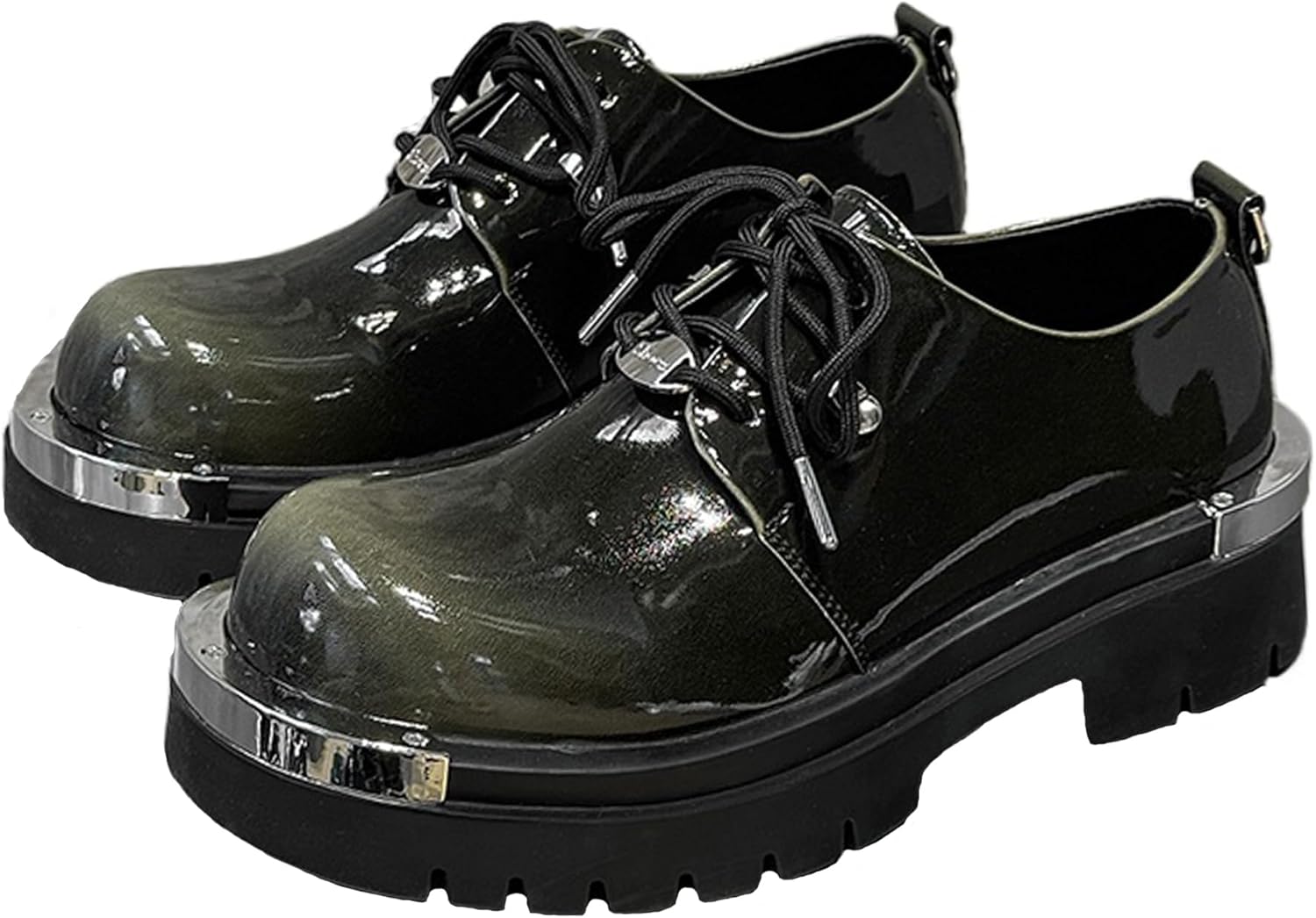 Мужские оксфорды на платформе из лакированной кожи с градиентной металлической пластиной, широкий круглый носок, шнуровка, противоскользящая рельефная подошва, увеличенная высота, дерби, повседневные и деловые туфли Crazysavage, хаки
Мужские оксфорды на платформе из лакированной кожи с градиентной металлической пластиной, широкий круглый носок, шнуровка, противоскользящая рельефная подошва, увеличенная высота, дерби, повседневные и деловые туфли Crazysavage, хаки