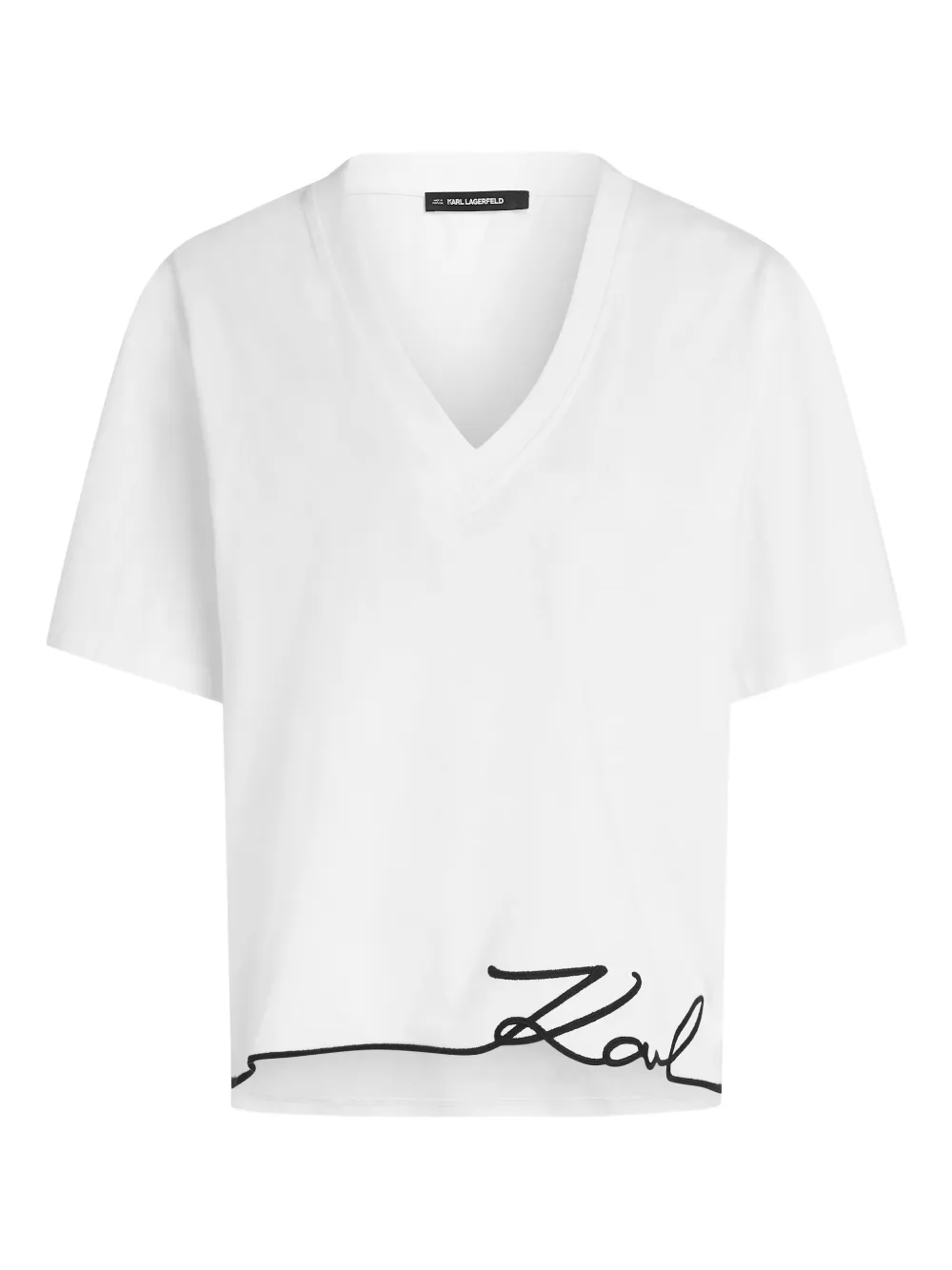 Футболка Signature с V-образным вырезом Karl Lagerfeld, белый
Футболка Signature с V-образным вырезом Karl Lagerfeld, белый