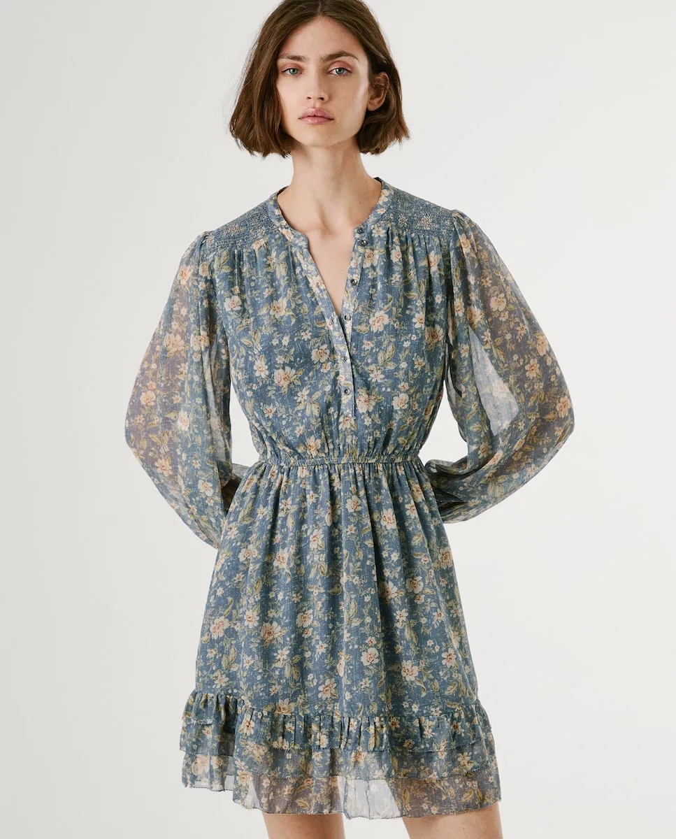 Короткое шифоновое платье с цветочным принтом Pepe Jeans, синий
Короткое шифоновое платье с цветочным принтом Pepe Jeans, синий