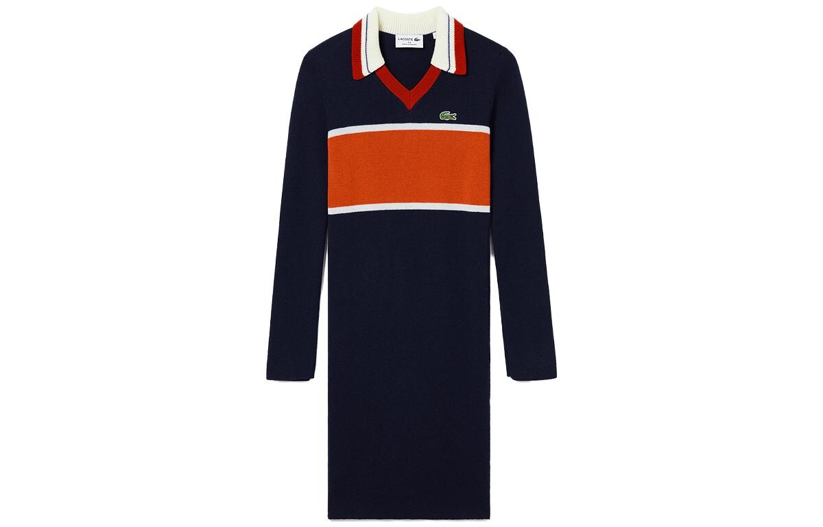 Платье с длинными рукавами женское, темно-синее/красное, цвет блокинг Lacoste 
Платье с длинными рукавами женское, темно-синее/красное, цвет блокинг Lacoste