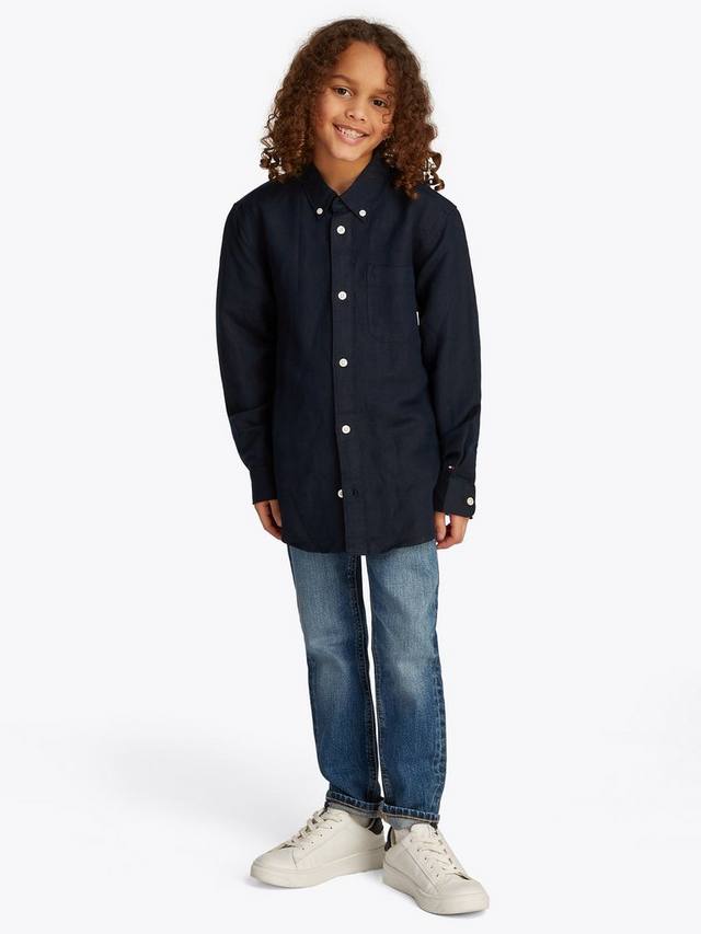 Детская рубашка свободного кроя из льняной смеси Tommy Hilfiger, Dark Night Navy
Детская рубашка свободного кроя из льняной смеси Tommy Hilfiger, Dark Night Navy