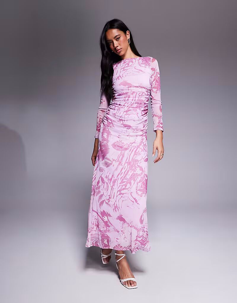 Платье макси с длинными рукавами и сборками ASOS DESIGN в сетку с сиреневым принтом
Платье макси с длинными рукавами и сборками ASOS DESIGN в сетку с сиреневым принтом