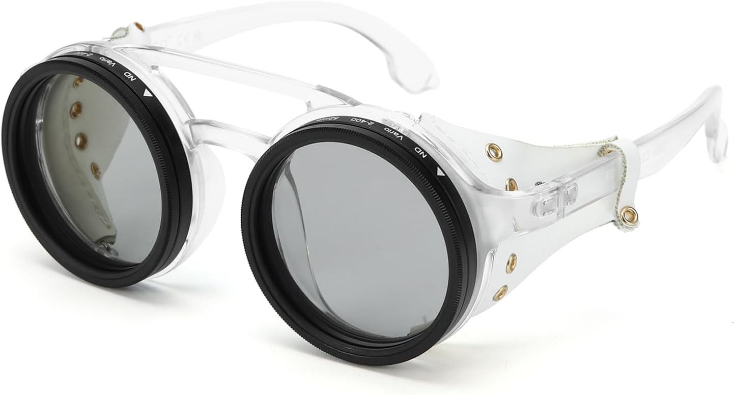 Солнцезащитные очки в стиле стимпанк с регулируемой тонировкой, поляризованными линзами, ND-фильтром, защитой от УФ-излучения UV400, регулируемой яркостью и кожаными вставками Carlcross, White
Солнцезащитные очки в стиле стимпанк с регулируемой тонировкой, поляризованными линзами, ND-фильтром, защитой от УФ-излучения UV400, регулируемой яркостью и кожаными вставками Carlcross, White