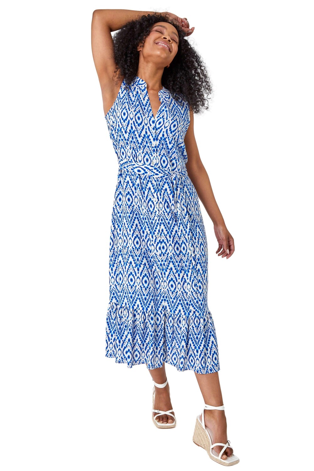Платье-рубашка Petite с ацтекским принтом и оборками Roman, синий
Платье-рубашка Petite с ацтекским принтом и оборками Roman, синий