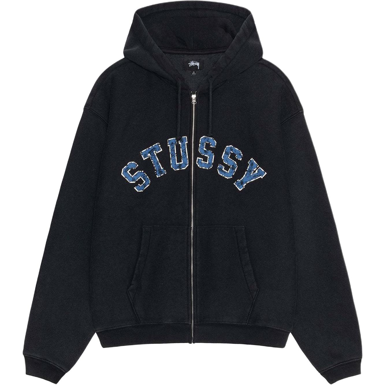 Выцветшая графическая худи на молнии Stussy, синяя 
Выцветшая графическая худи на молнии Stussy, синяя