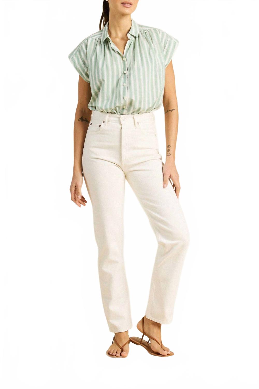 TROVATA Рубашка Della Button Down Shirt в зеленую полоску Cabana Stripe
TROVATA Рубашка Della Button Down Shirt в зеленую полоску Cabana Stripe