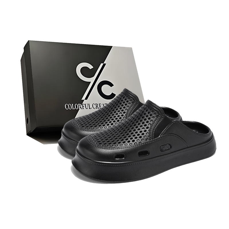 Мужские сандалии EVA Quiet, устойчивые к запахам, износостойкие, нескользящие, с закрытым носком Colorful Creations, Black 
Мужские сандалии EVA Quiet, устойчивые к запахам, износостойкие, нескользящие, с закрытым носком Colorful Creations, Black