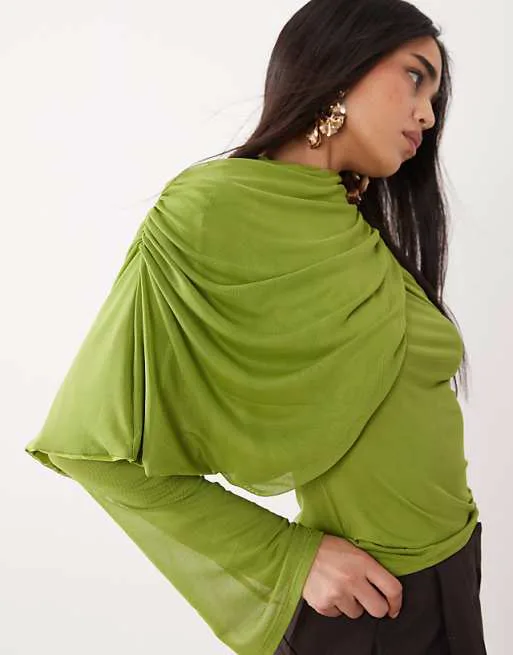 Зеленый сетчатый топ с длинными рукавами и драпированным вырезом ASOS DESIGN
Зеленый сетчатый топ с длинными рукавами и драпированным вырезом ASOS DESIGN