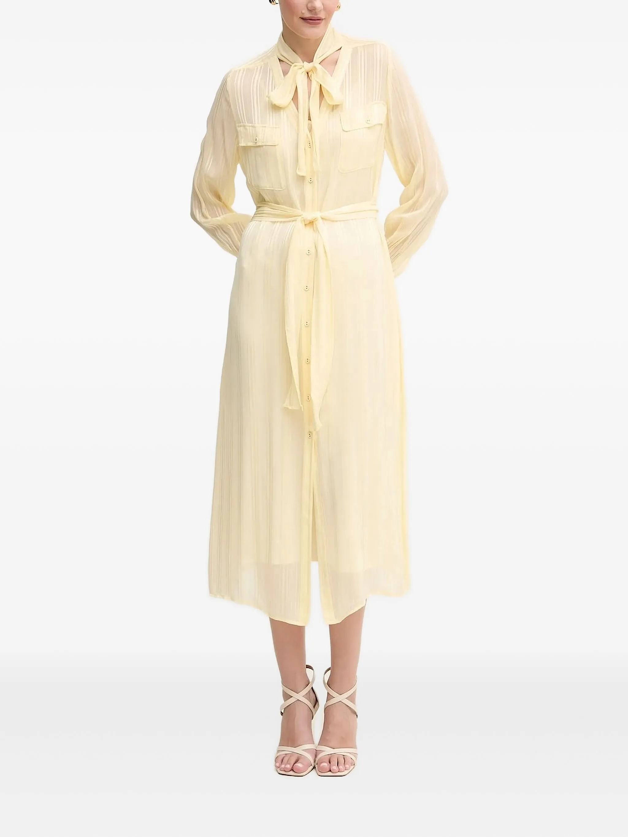 Платье-рубашка миди с поясом Twinset, желтый
Платье-рубашка миди с поясом Twinset, желтый