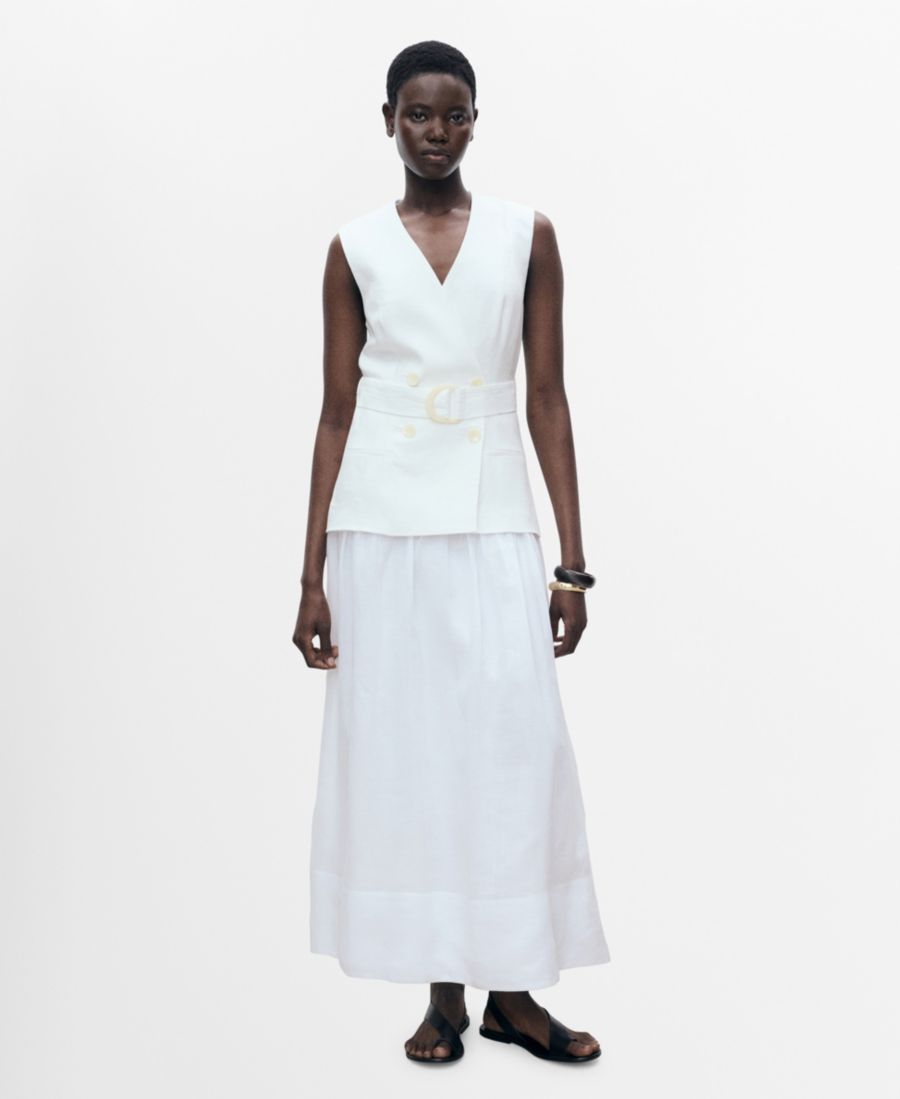 Женское платье из ткани с поясом MANGO, White
Женское платье из ткани с поясом MANGO, White