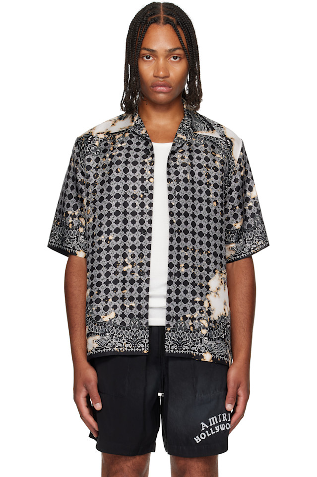 Отбеленная бандана боулинговая рубашка Amiri, черный
Отбеленная бандана боулинговая рубашка Amiri, черный