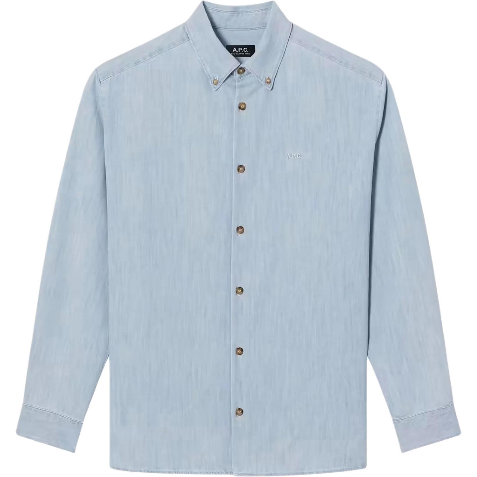 Джинсовая рубашка на пуговицах A.P.C, светлый синий
Джинсовая рубашка на пуговицах A.P.C, светлый синий