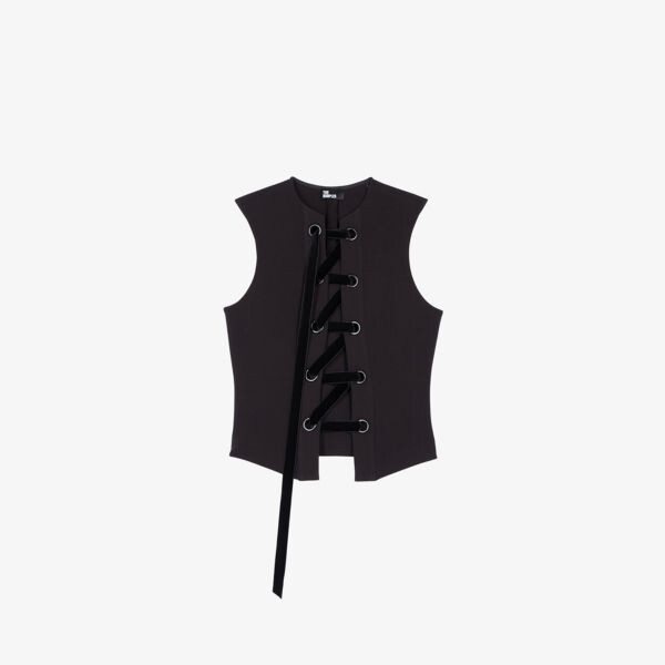 Топ из эластичной ткани с круглым вырезом, шнуровкой и без рукавов The Kooples, черный
Топ из эластичной ткани с круглым вырезом, шнуровкой и без рукавов The Kooples, черный