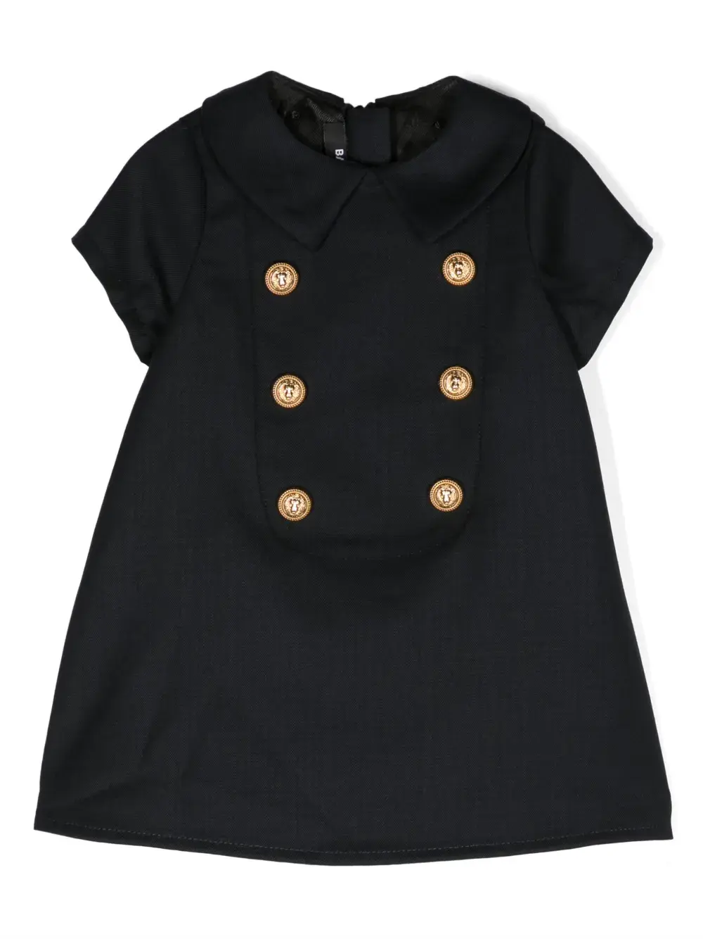 Двубортное платье-рубашка из вирджинской шерсти Balmain Kids, синий
Двубортное платье-рубашка из вирджинской шерсти Balmain Kids, синий