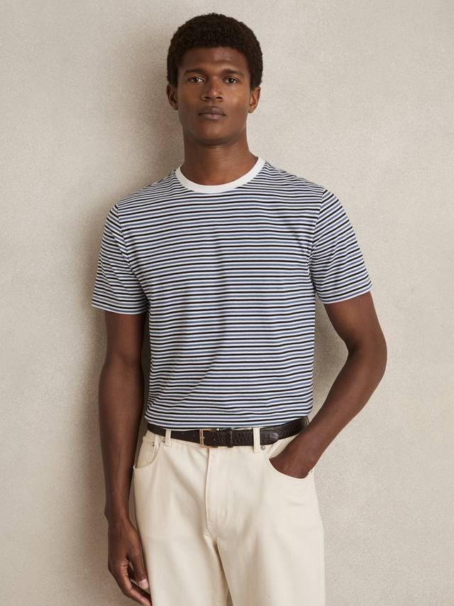 Хлопчатобумажная футболка в полоску обычного покроя с коротким рукавом bay Reiss, синий/белый
Хлопчатобумажная футболка в полоску обычного покроя с коротким рукавом bay Reiss, синий/белый