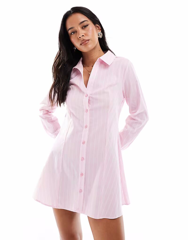 Платье-рубашка Miss Selfridge из поплина в тонкую полоску нежно-розового цвета
Платье-рубашка Miss Selfridge из поплина в тонкую полоску нежно-розового цвета