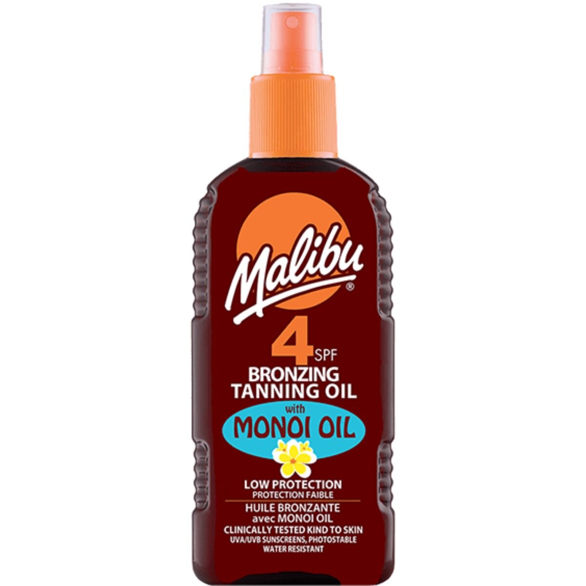 Malibu, Bronzing Oil Spray SPF4, бронзирующее масло с монои, 200 мл
Malibu, Bronzing Oil Spray SPF4, бронзирующее масло с монои, 200 мл