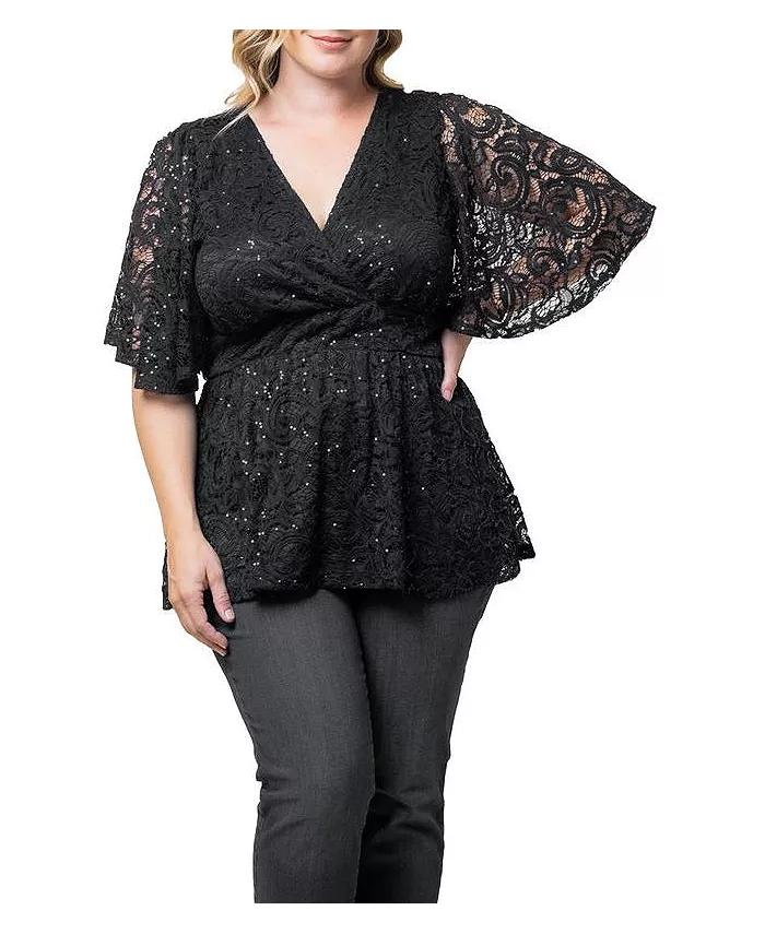 Женский топ больших размеров с кружевом Stardust и пайетками Kiyonna, черный
Женский топ больших размеров с кружевом Stardust и пайетками Kiyonna, черный
