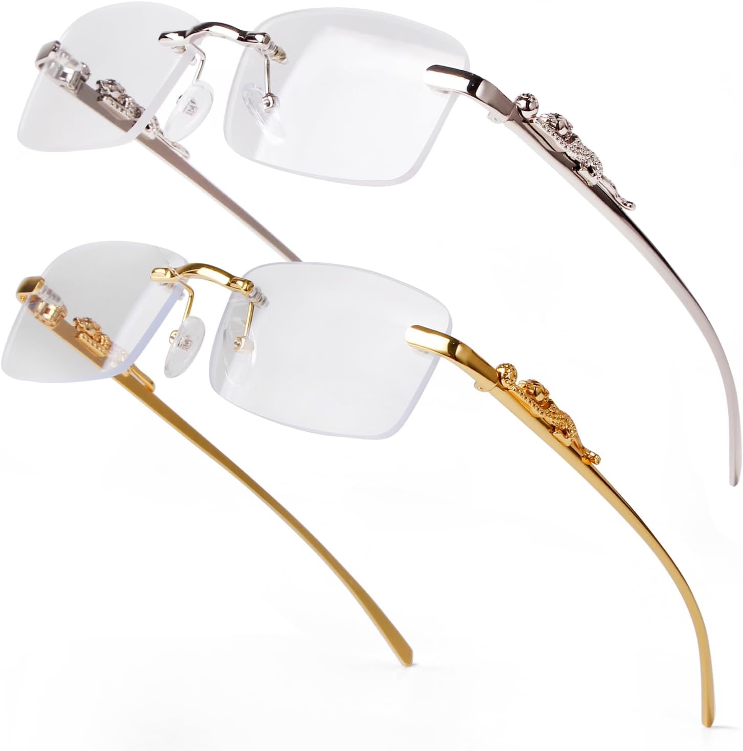 Винтажные прямоугольные солнцезащитные очки без оправы для женщин и мужчин, модные квадратные солнцезащитные очки без оправы из золотистого металла, прозрачные очки piscm, 2 Pack (Gold/Clear+silver/Clear)
Винтажные прямоугольные солнцезащитные очки без оправы для женщин и мужчин, модные квадратные солнцезащитные очки без оправы из золотистого металла, прозрачные очки piscm, 2 Pack (Gold/Clear+silver/Clear)